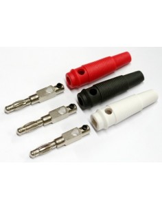 3 Conectores BANANA macho 4 mm. rojo-negro-blanco