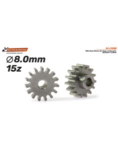 Piñón 15d. Acero para eje 2mm. ø8,0m x 2.5mm