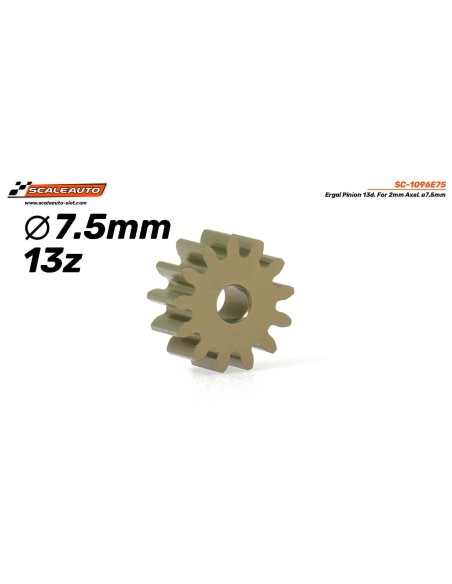 Piñón 13d. Ergal ø7,5mm para eje de 2mm