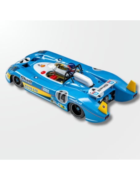 perspectiva trasera y lateral del coche de slot clásico Matra