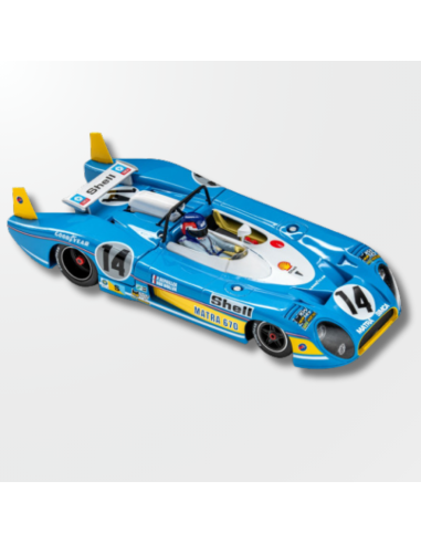 perspectiva delantera  y lateral del coche de slot clásico Matra
