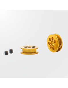 Polea de aluminio mecanizado Scaleauto 6.5mm en color dorado.