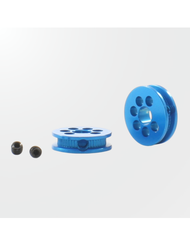 Polea de aluminio mecanizado Scaleauto 8mm en color azul.