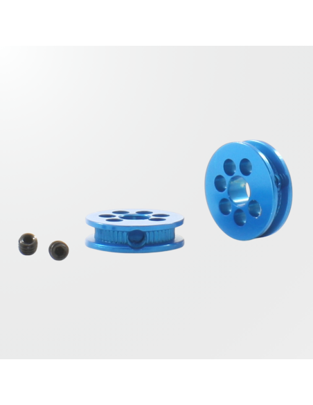 Polea de aluminio mecanizado Scaleauto 8mm en color azul.