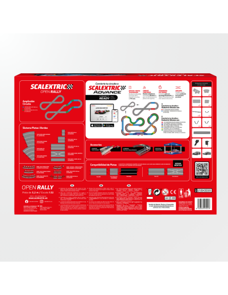 Detalle de los componentes incluidos: coches de rally, mandos y Gran Chicane.