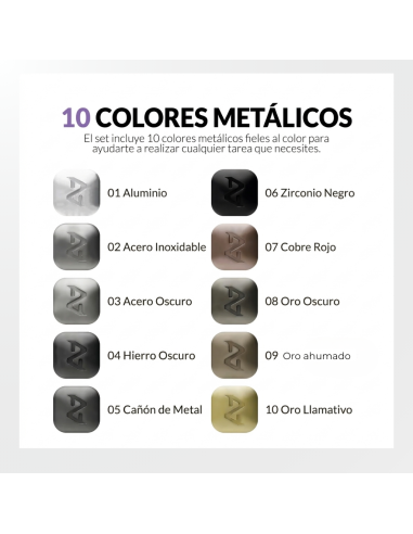 muestra de los colores de Rotuladores Metálicos Gaahleri Metallic Series (Set de 10)