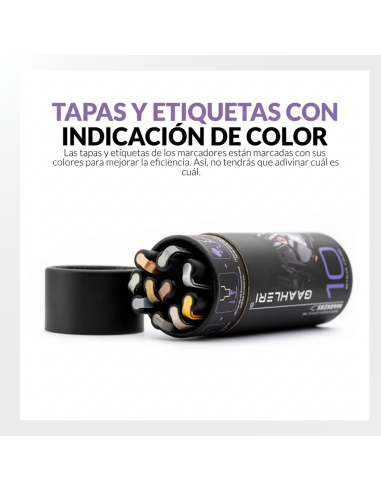 Rotuladores Metálicos Gaahleri Metallic Series (Set de 10) en su recipiente