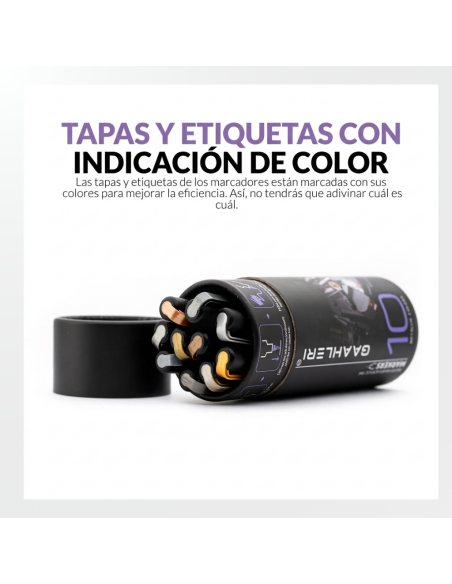 Rotuladores Metálicos Gaahleri Metallic Series (Set de 10) en su recipiente