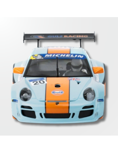 Vista frontal del Porsche 997 Gulf Racing