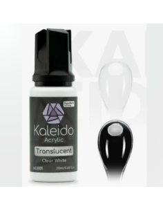 Bote de 20ml de pintura Kaleido KC001 blanco traslúcido para aerografía profesional.