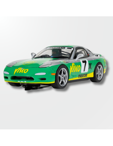 Perspectiva  del coche de slot número 7 de las doce horas de Bathurst en su urna protectora.