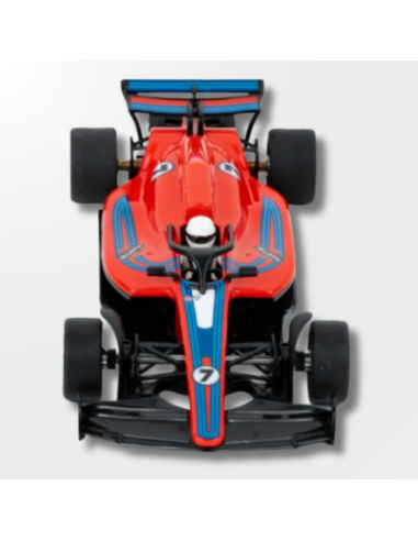 vista frontaldel Formula 22/26 Martini Racing en color rojo con dorsal 7.