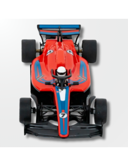 vista frontaldel Formula 22/26 Martini Racing en color rojo con dorsal 7.